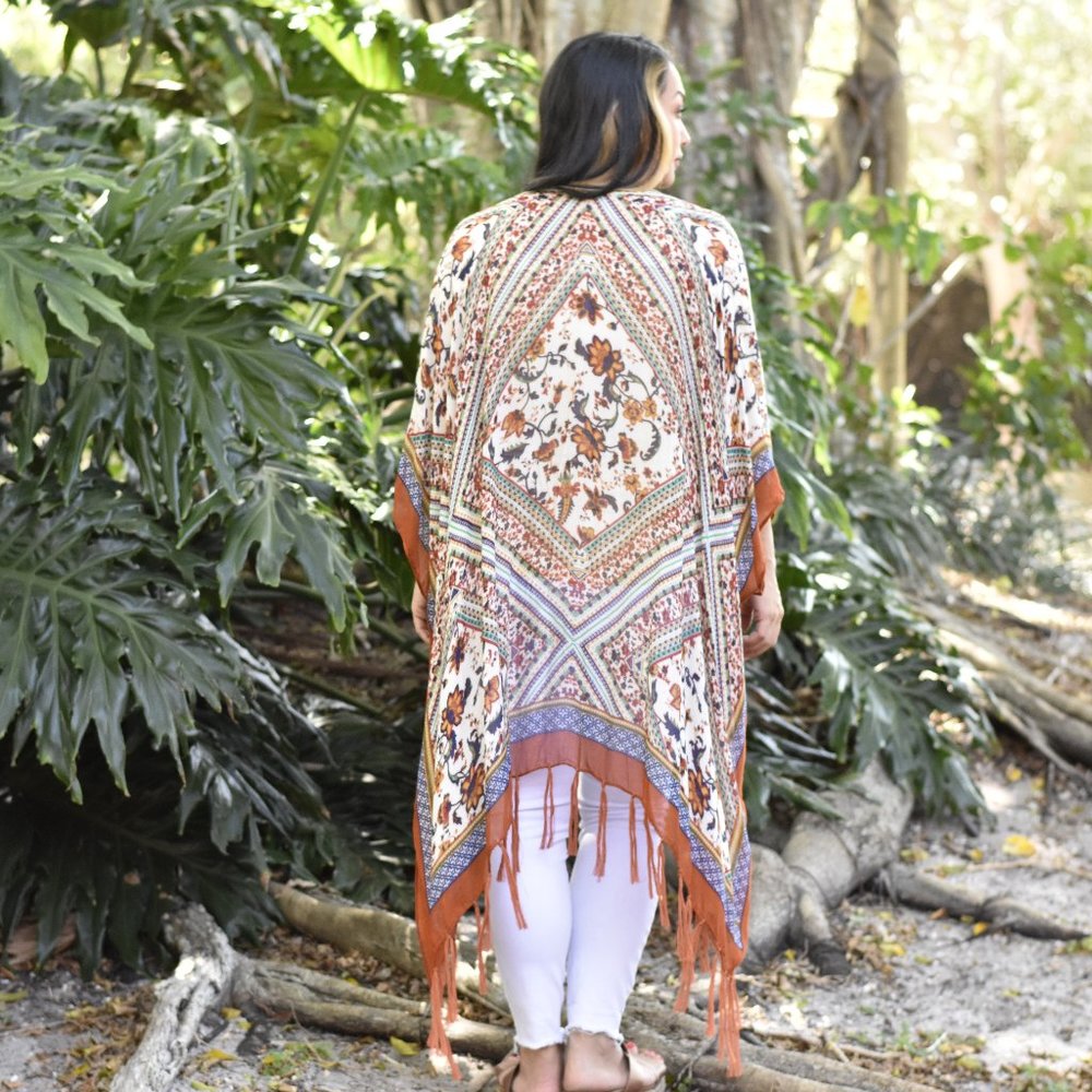 Lightweight ORANGE Bohemian Paisley Kimono - Picture 2 of 5